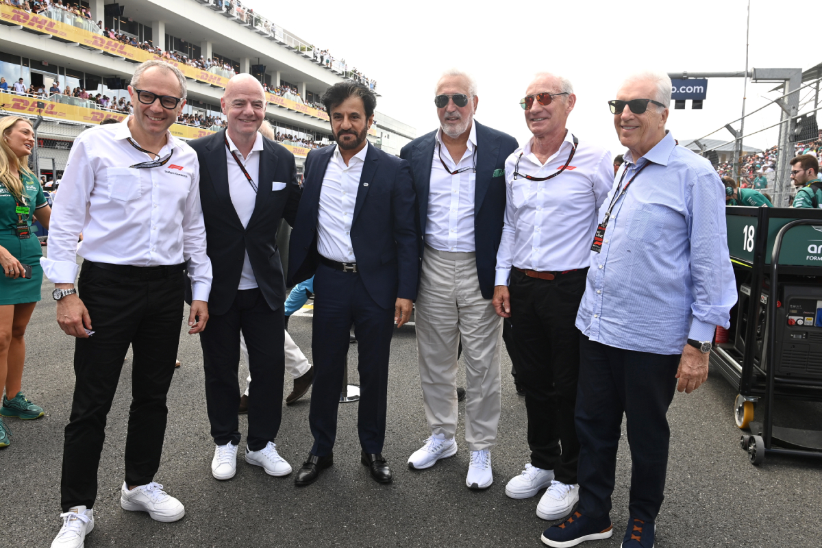 Ben Sulayem, Domenicali, Stroll, Maffei, Ferrari y Bezos juntos en el Miami GP