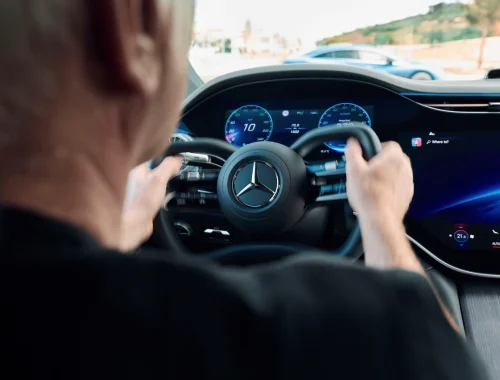 Volante del EQS con la nueva dirección Mercedes-Benz Steer by wire